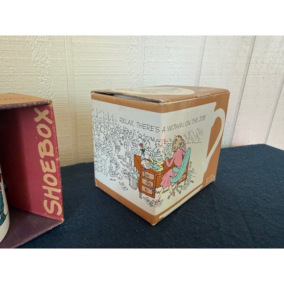 Vintage Hallmark Shoebox Fishing Is For Reel Men & Mug Mates Woman On The Job - Picture 2 of 7